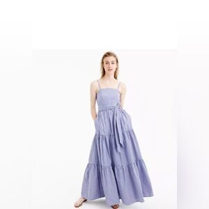 J.Crew Striped Maxi Tier Dress with Tie Sash Sz‎ 000